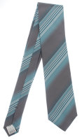 Krawatte Seide 146cm/8cm Schlips Binder gestreift grau gruen