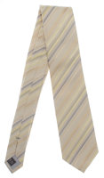 Krawatte Seide Schlips Binder gestreift gelb grau