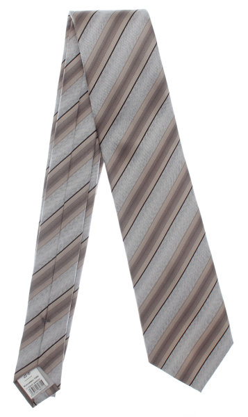 Krawatte Seide 146cm/8cm  gestreift braun grau Schlips Binder Tie