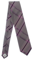 Krawatte Seide 146cm/8cm  gestreift grau lila Schlips...